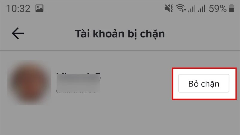 Bỏ chặn tài khoản trên TikTok