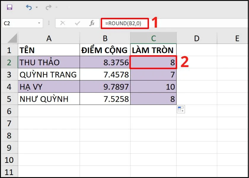 Làm tròn số trong Excel đơn giản theo nhiều cách khác nhau