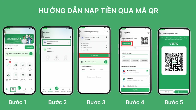 HƯỚNG DẪN KHÁCH HÀNG NẠP TIỀN VÀO TÀI KHOẢN VETC