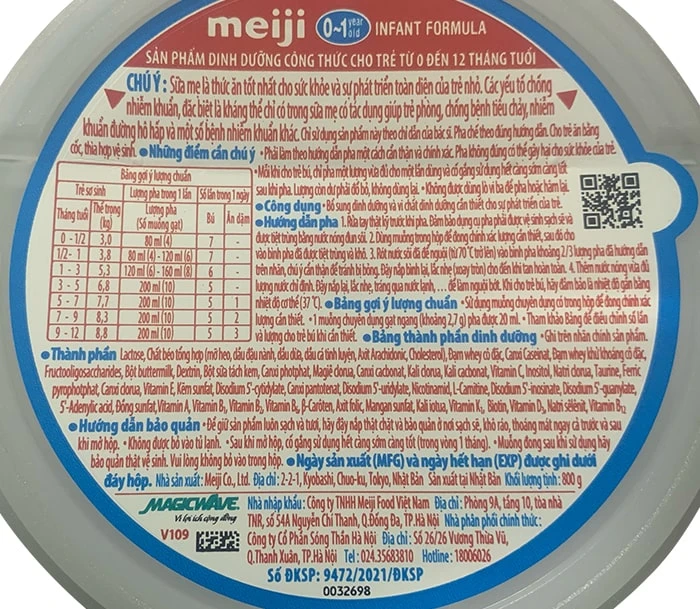 Hướng dẫn cách pha Sữa Meiji Infant Formula 800g nhập khẩu, 0-1 tuổi