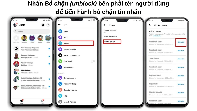 Cách chặn, gỡ bỏ chặn tin nhắn Messenger Facebook khi xoá tin